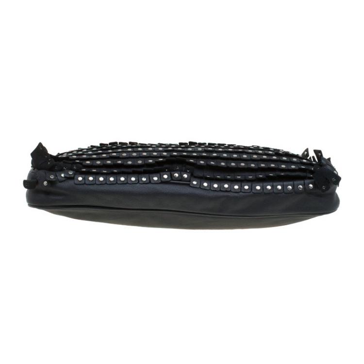 Pre Owned Jimmy Choo Black Leather Studded Zulu Clutch