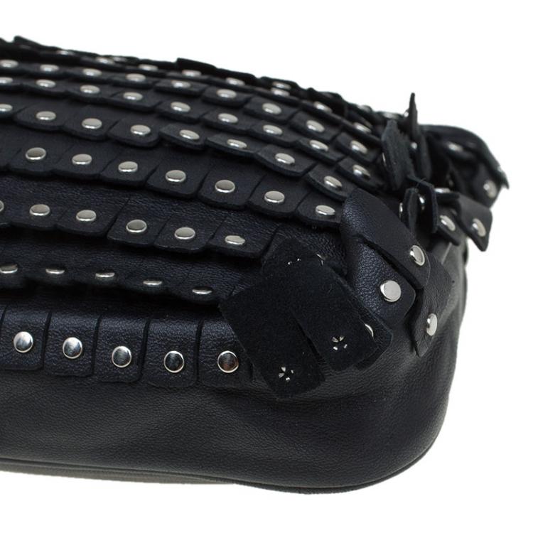 Pre Owned Jimmy Choo Black Leather Studded Zulu Clutch