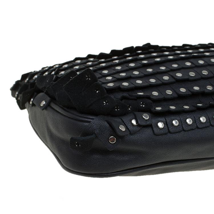 Pre Owned Jimmy Choo Black Leather Studded Zulu Clutch