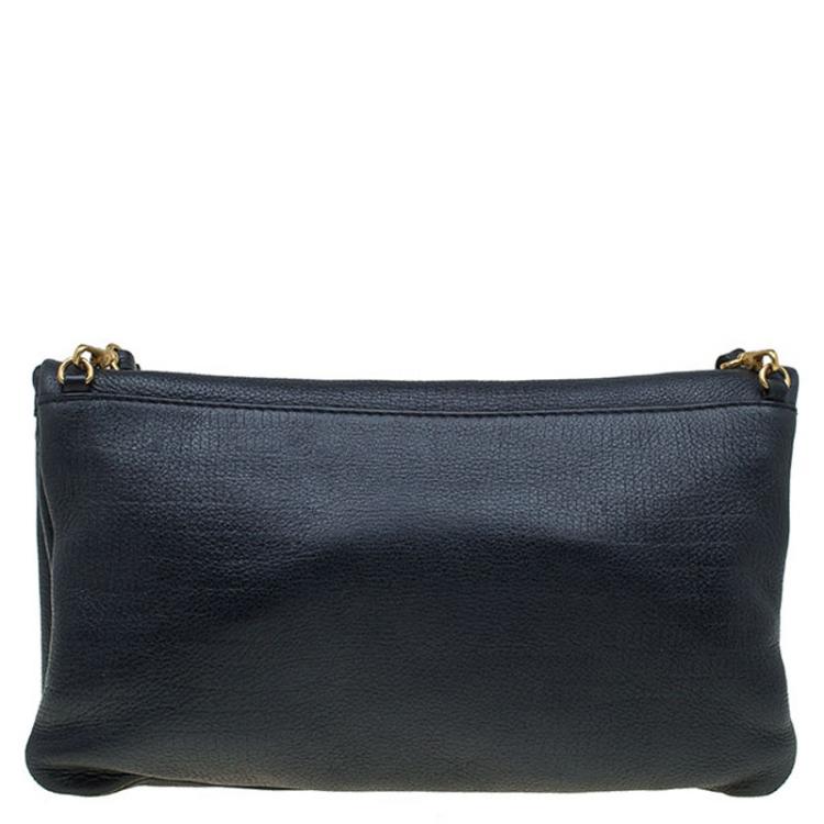 Pre Owned Marc by Marc Jacobs Black Leather Too Hot To Party Foldover Clutch