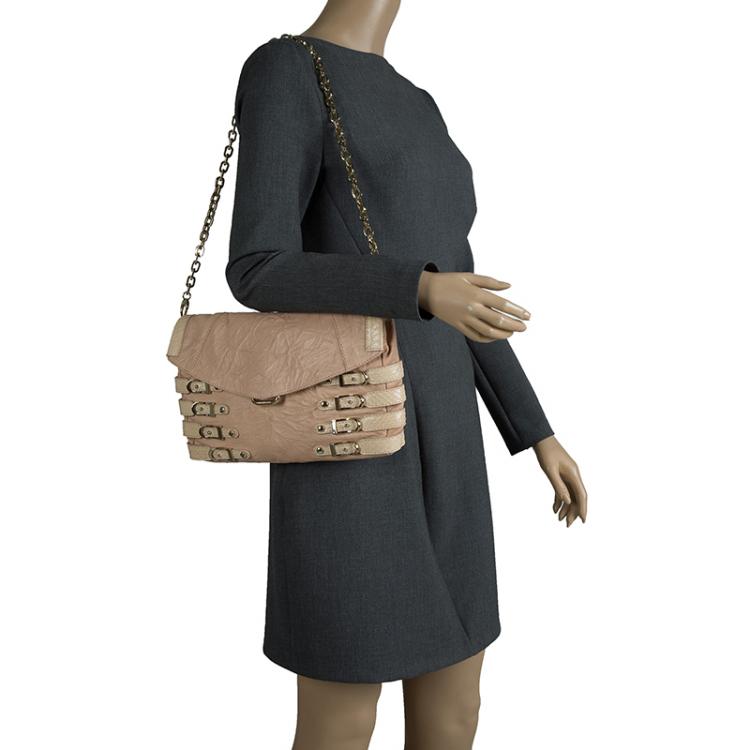 Pre Owned Jimmy Choo Beige Leather and Python Trim Brix Convertible Clutch