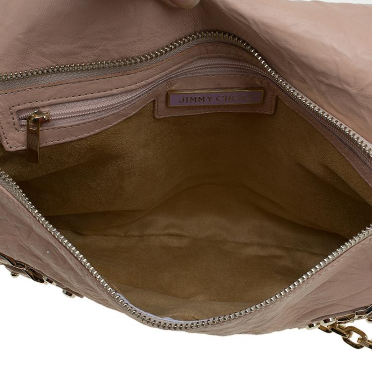 Pre Owned Jimmy Choo Beige Leather and Python Trim Brix Convertible Clutch