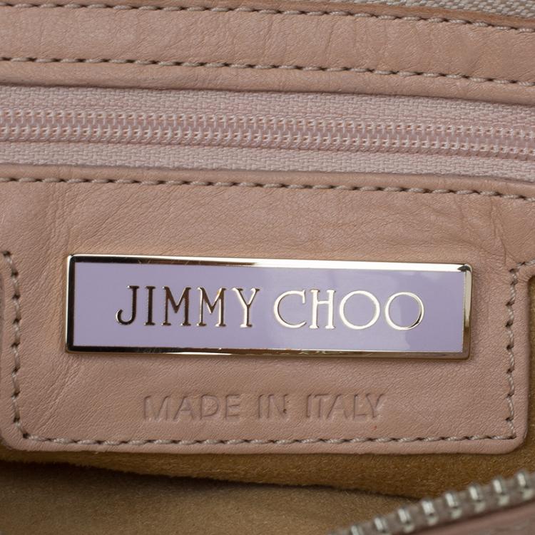 Pre Owned Jimmy Choo Beige Leather and Python Trim Brix Convertible Clutch
