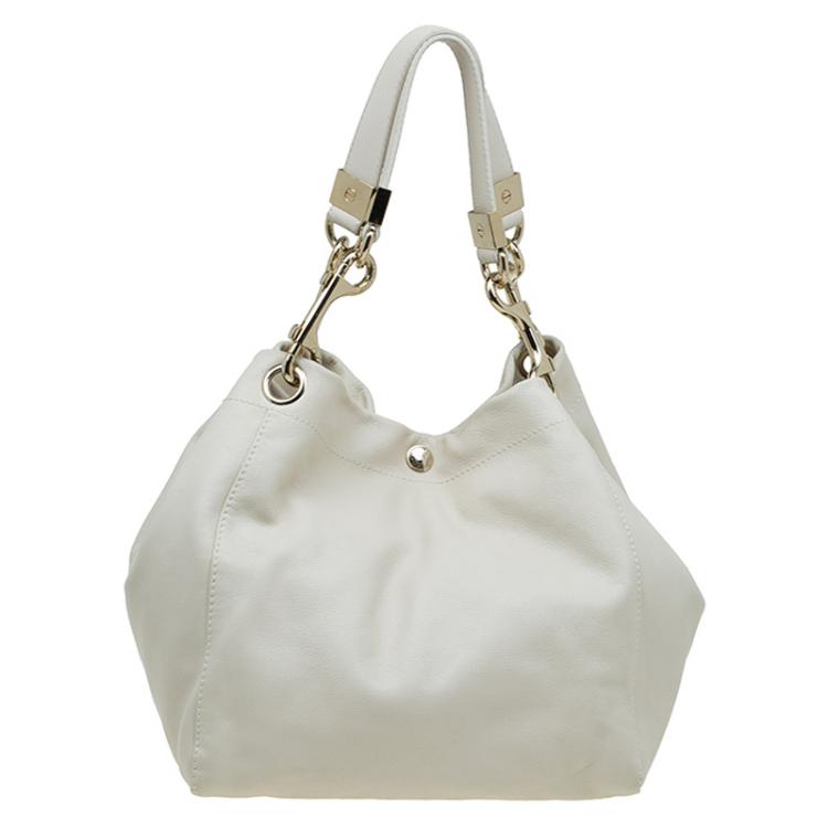 Pre Owned Jimmy Choo Ivory Leather Lohla Jayne Tote
