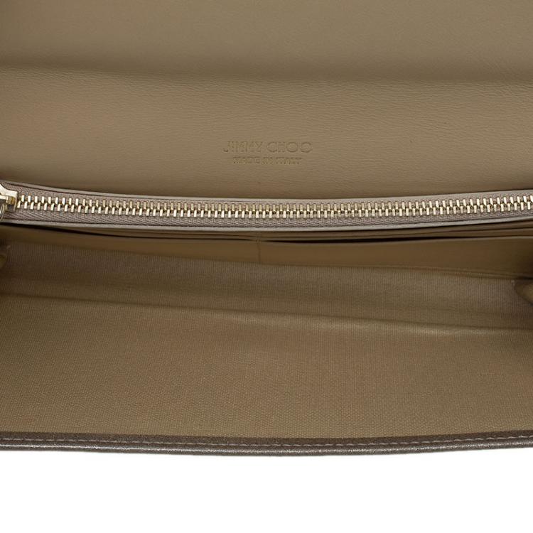 مملوكة مسبقًا Jimmy Choo Beige Patent Leather Glitter Milla Chain Clutch
