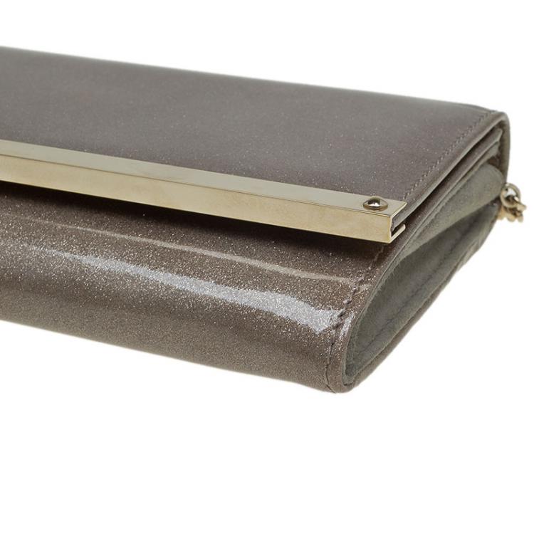 مملوكة مسبقًا Jimmy Choo Beige Patent Leather Glitter Milla Chain Clutch