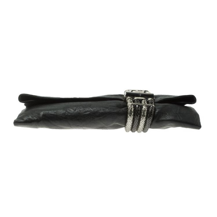 Pre Owned Jimmy Choo Black Leather Chandra Clutch