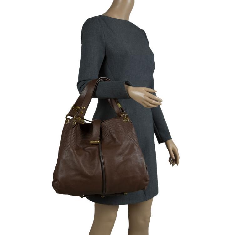 Pre Owned Jimmy Choo Brown Leather Alex Hobo