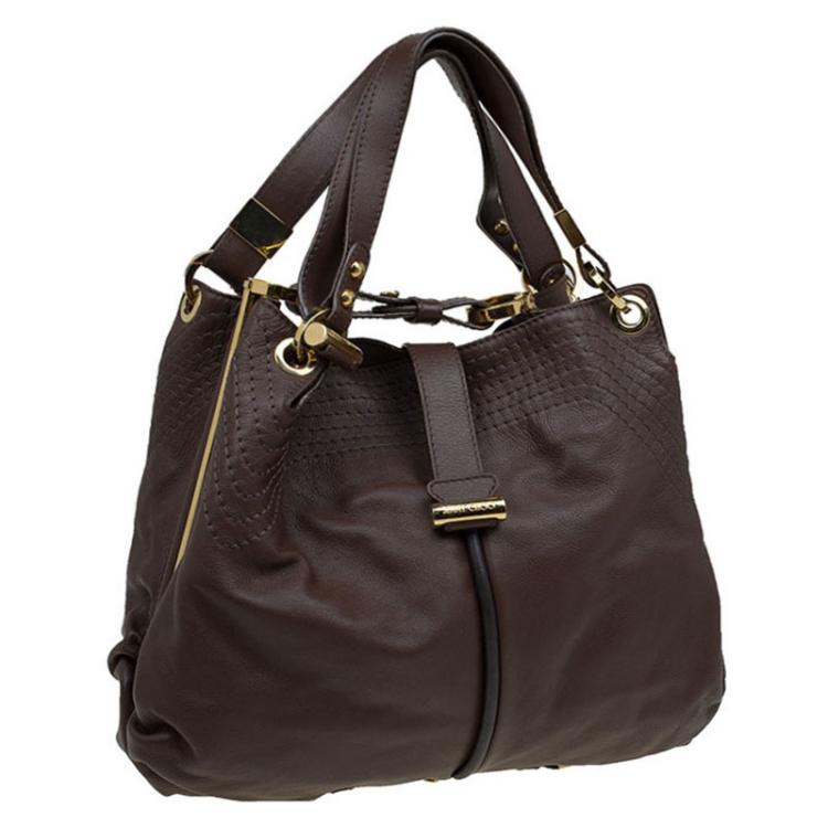 Pre Owned Jimmy Choo Brown Leather Alex Hobo