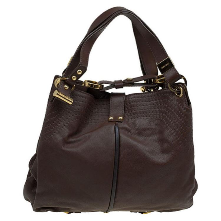Pre Owned Jimmy Choo Brown Leather Alex Hobo