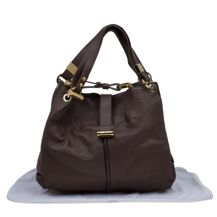 Pre Owned Jimmy Choo Brown Leather Alex Hobo