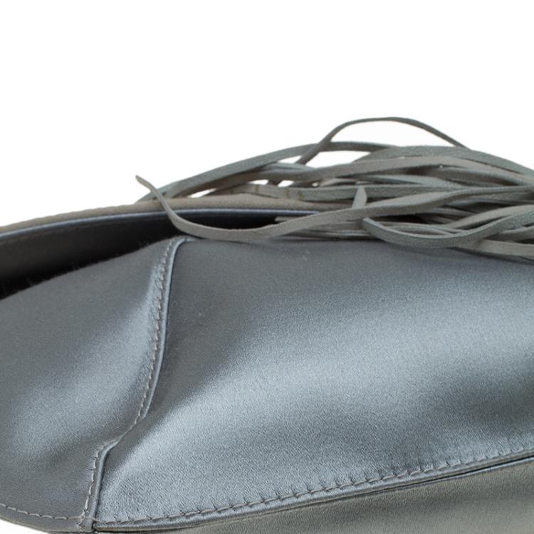 Pre Owned Jimmy Choo Grey Satin Carissa Clutch