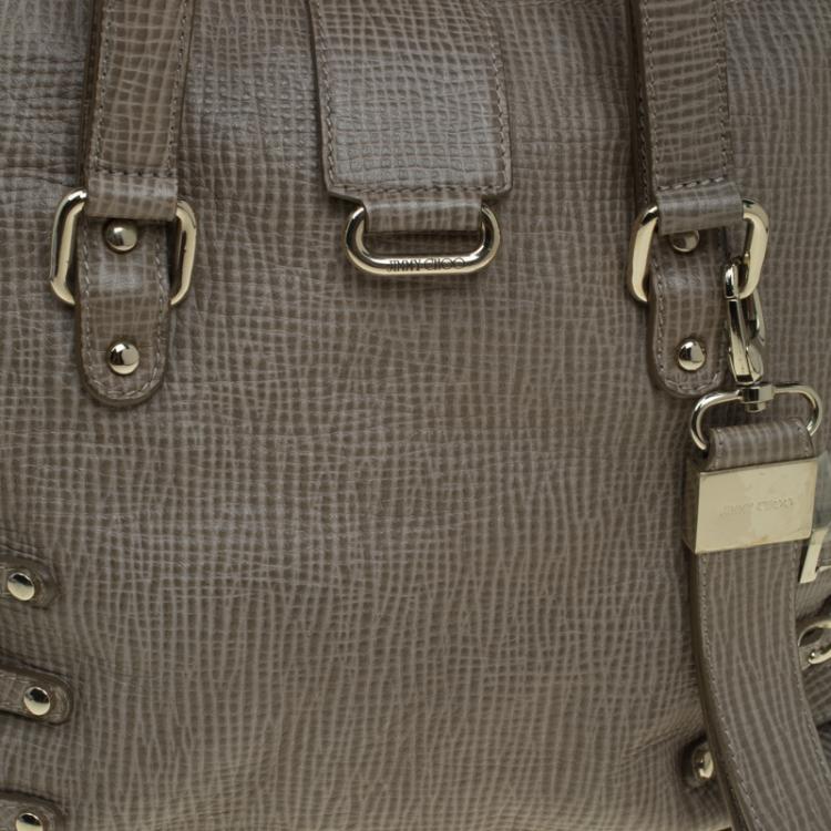 Pre Owned Jimmy Choo Beige Lizard Embossed Leather Large Blanche Satchel