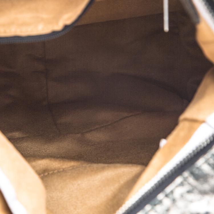 Pre Owned Jimmy Choo Silver Pebbled Leather Large Nica Tote