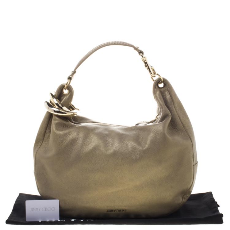 Pre Owned Jimmy Choo Gold Leather Large Sky Bangle Hobo
