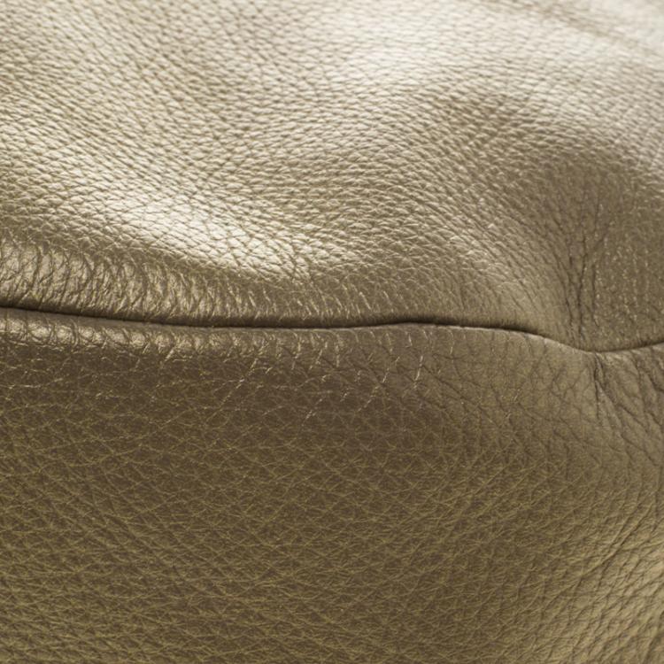 Pre Owned Jimmy Choo Gold Leather Large Sky Bangle Hobo