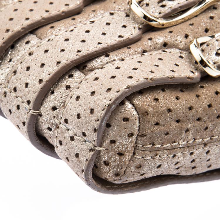 Pre Owned Jimmy Choo Metallic Brown Leather Brix Convertible Shoulder Bag