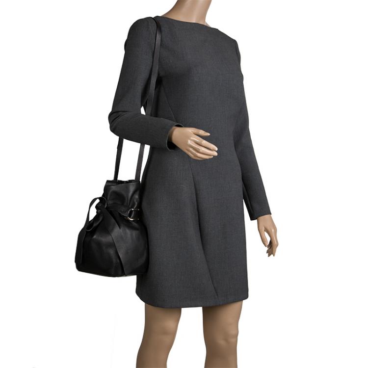Pre Owned Jimmy Choo Black Nappa Leather Eve Bucket Bag