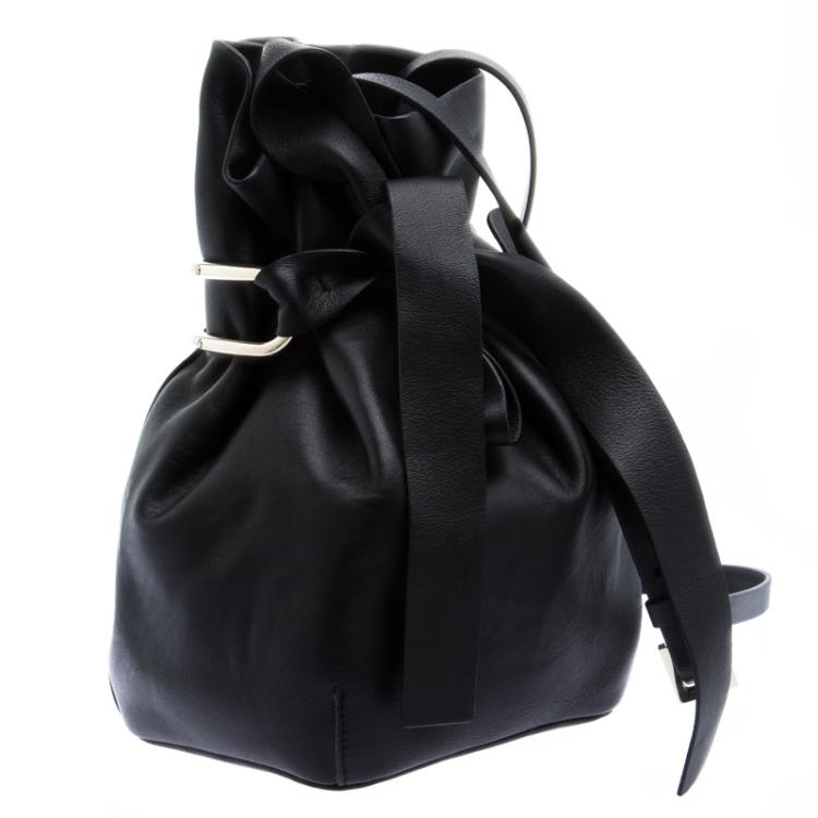 Pre Owned Jimmy Choo Black Nappa Leather Eve Bucket Bag