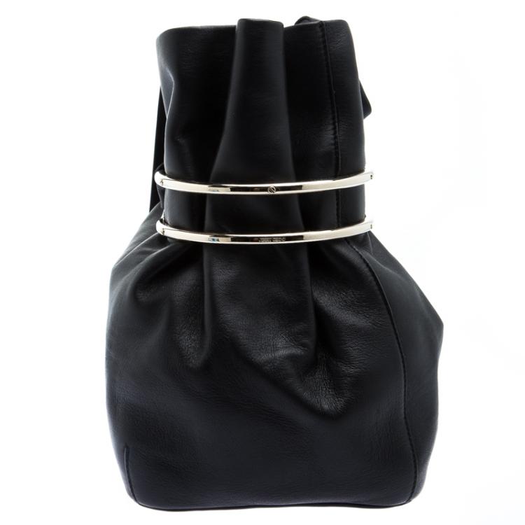 Pre Owned Jimmy Choo Black Nappa Leather Eve Bucket Bag