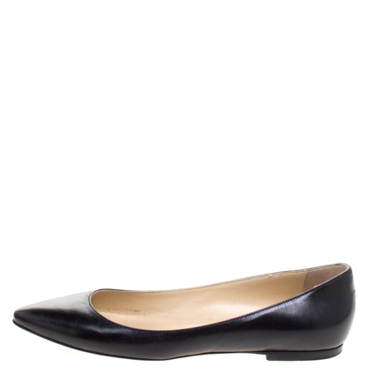 Pre Owned Jimmy Choo Black Leather Goa Pointed Toe Pumps Size 37