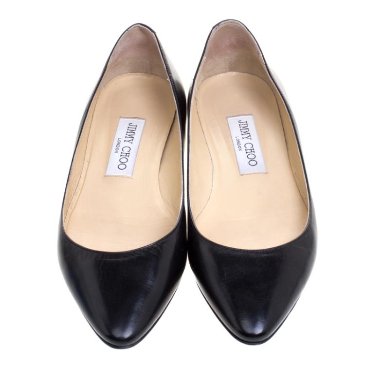Pre Owned Jimmy Choo Black Leather Goa Pointed Toe Pumps Size 37
