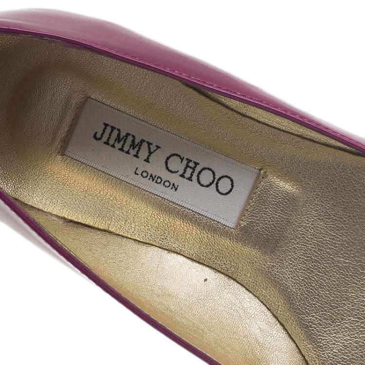 Jimmy Choo Purple Patent Embellished Wiki Ballet Flats Size 37 Jimmy Choo Tlc