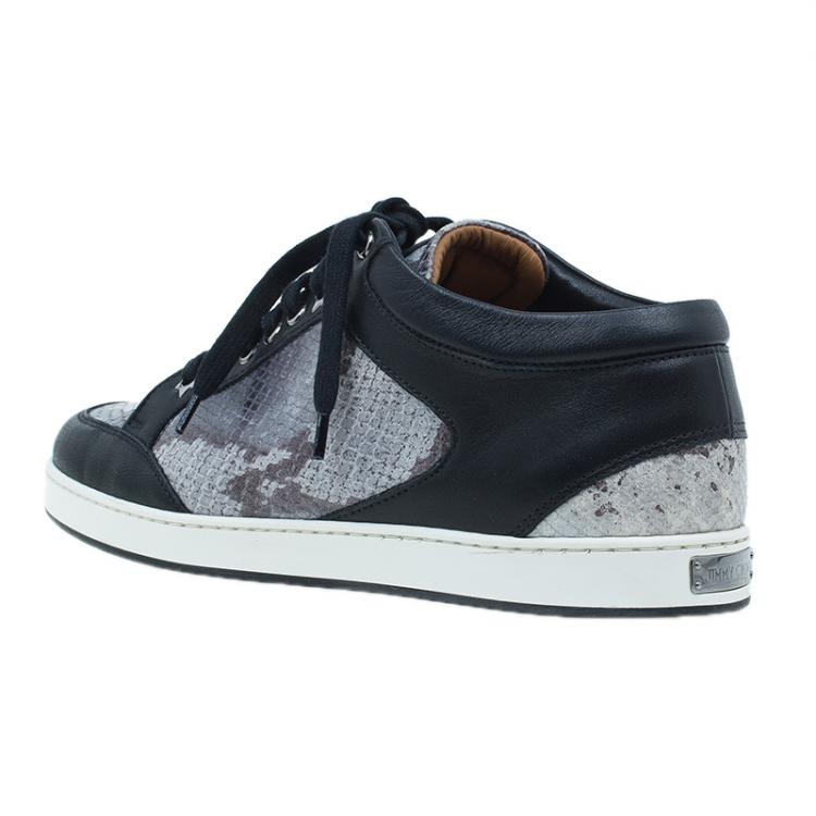 Pre Owned Jimmy Choo Two Tone Snake Print Miami Sneakers Size 39
