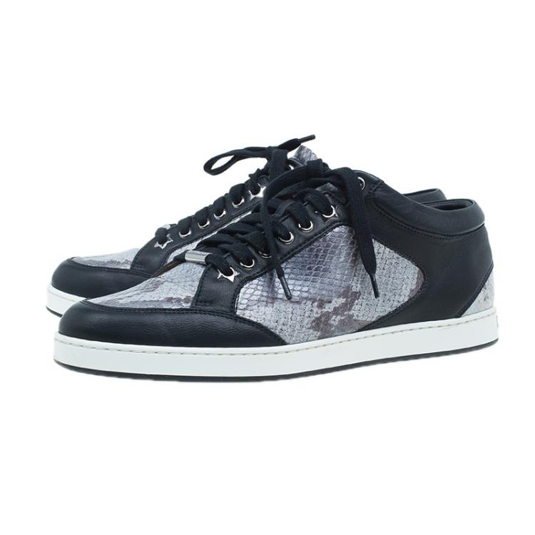 Pre Owned Jimmy Choo Two Tone Snake Print Miami Sneakers Size 39