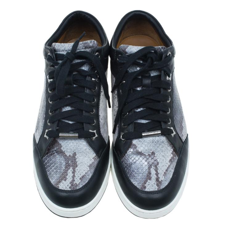 Pre Owned Jimmy Choo Two Tone Snake Print Miami Sneakers Size 39