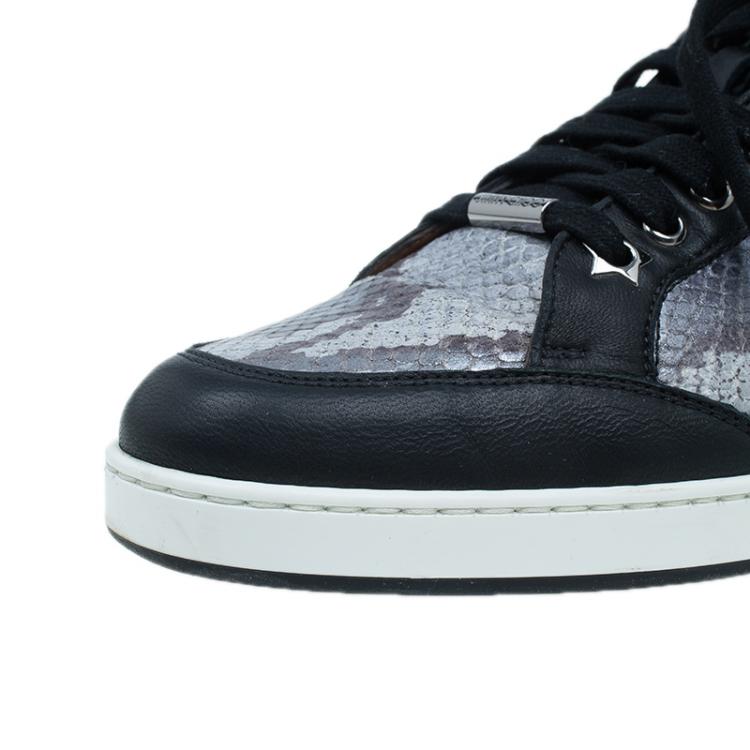 Pre Owned Jimmy Choo Two Tone Snake Print Miami Sneakers Size 39
