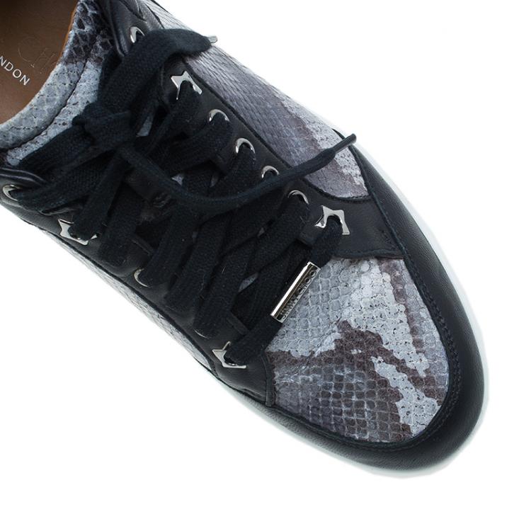 Pre Owned Jimmy Choo Two Tone Snake Print Miami Sneakers Size 39