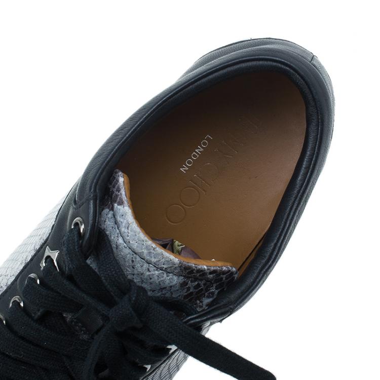 Pre Owned Jimmy Choo Two Tone Snake Print Miami Sneakers Size 39