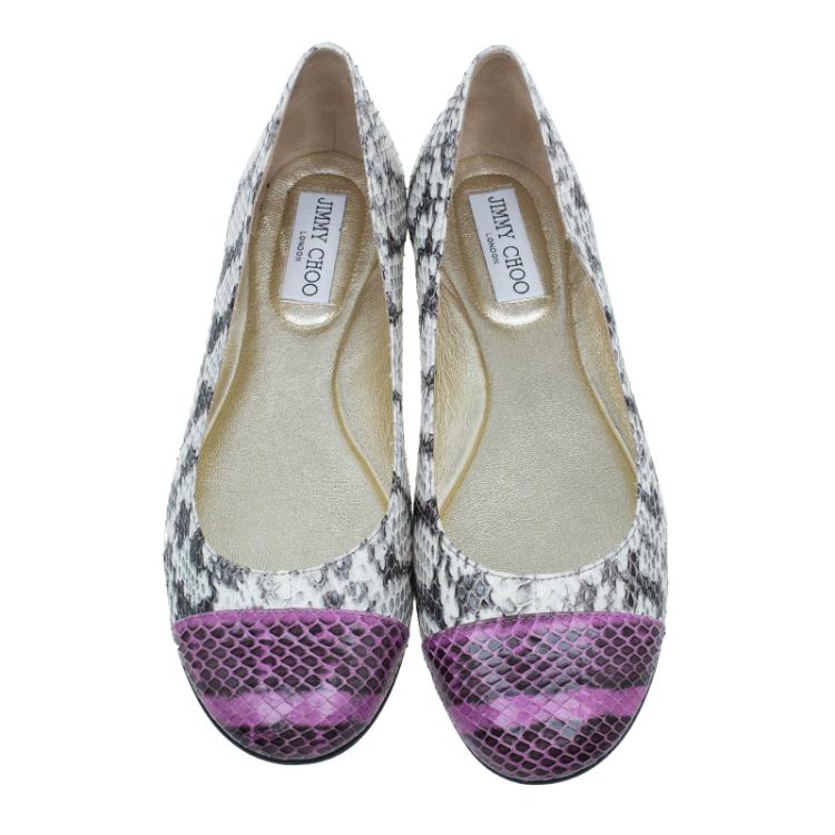 مملوكة مسبقًا Jimmy Choo Elaphe Whirl Ballet Flats Size 38