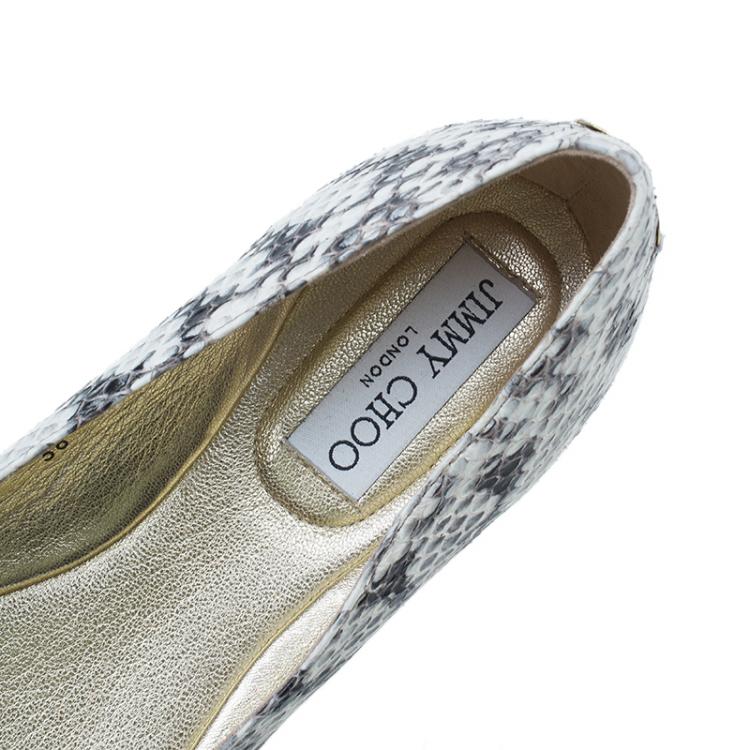 مملوكة مسبقًا Jimmy Choo Elaphe Whirl Ballet Flats Size 38