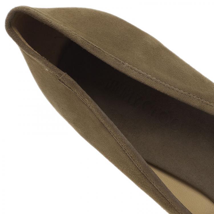 Pre Owned Jimmy Choo Military Green Suede and Cork Pacita Wedges Size 39