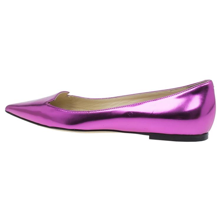 مملوكة مسبقًا Jimmy Choo Metallic Pink Leather Attila Ballet Flats Size 36