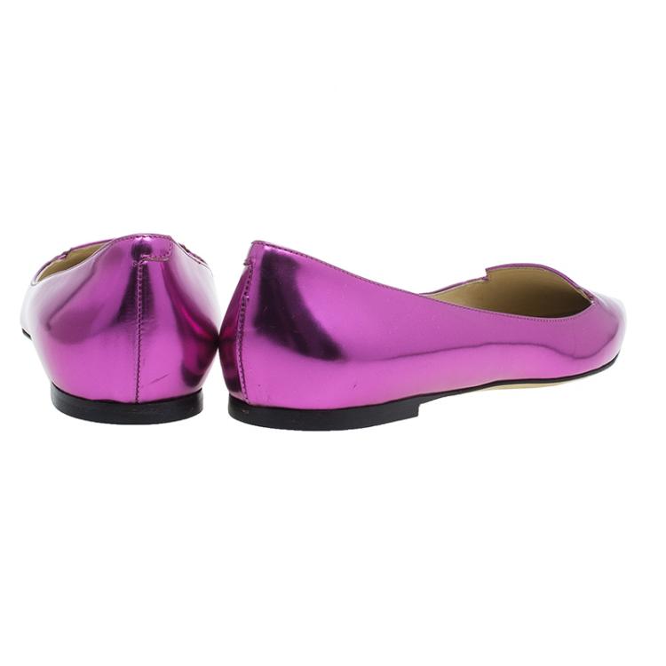 مملوكة مسبقًا Jimmy Choo Metallic Pink Leather Attila Ballet Flats Size 36