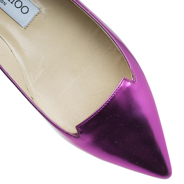 مملوكة مسبقًا Jimmy Choo Metallic Pink Leather Attila Ballet Flats Size 36