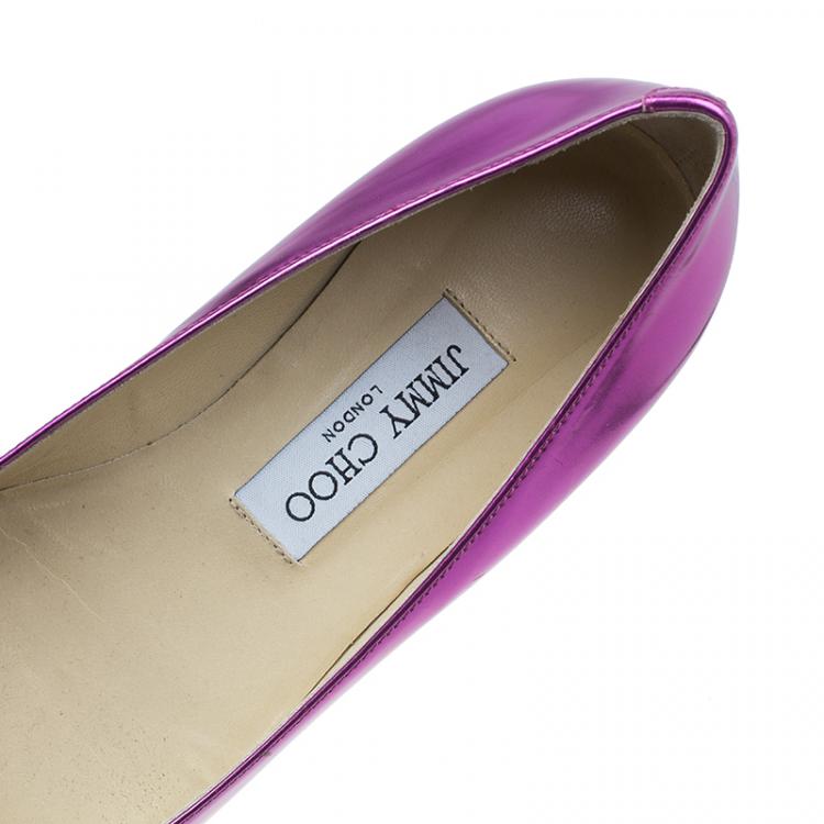 مملوكة مسبقًا Jimmy Choo Metallic Pink Leather Attila Ballet Flats Size 36