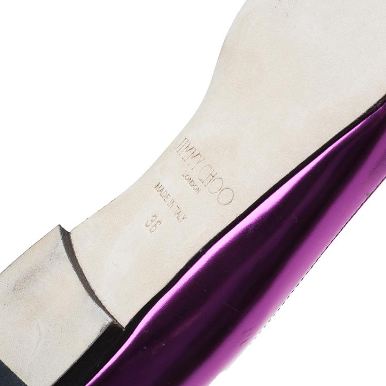 مملوكة مسبقًا Jimmy Choo Metallic Pink Leather Attila Ballet Flats Size 36