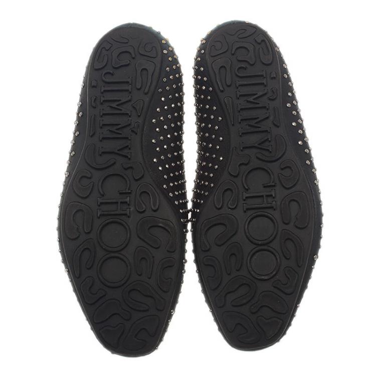 Pre Owned Jimmy Choo Black Studded Wheel Smoking Slippers Size 38