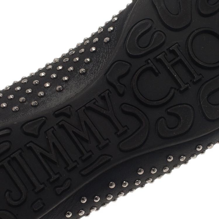 Pre Owned Jimmy Choo Black Studded Wheel Smoking Slippers Size 38