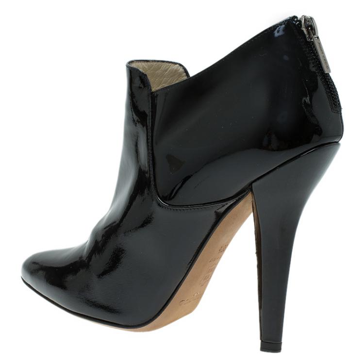 Pre Owned Jimmy Choo Black Patent Ankle Boots Size 38.5