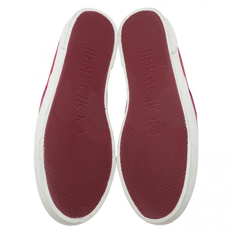 Pre Owned Jimmy Choo Pink Leather 'Demi' Croc Embossed Slip-On Sneakers Size 41