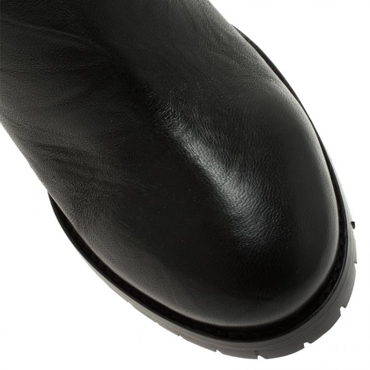 مملوكة مسبقًا Jimmy Choo Black Leather Youth Biker Boots Size 40.5