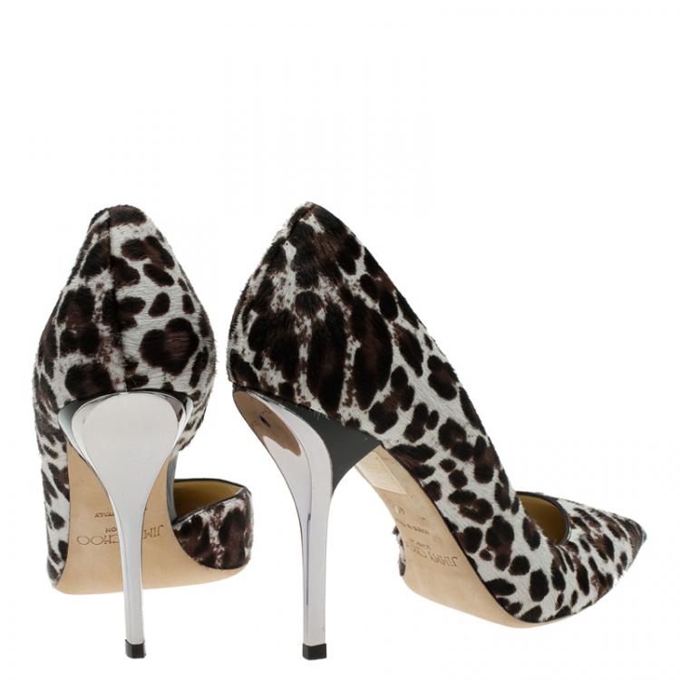 Pre Owned Jimmy Choo Leopard Print Pony Hair Willis D'Orsay Pointed Pumps Size 40