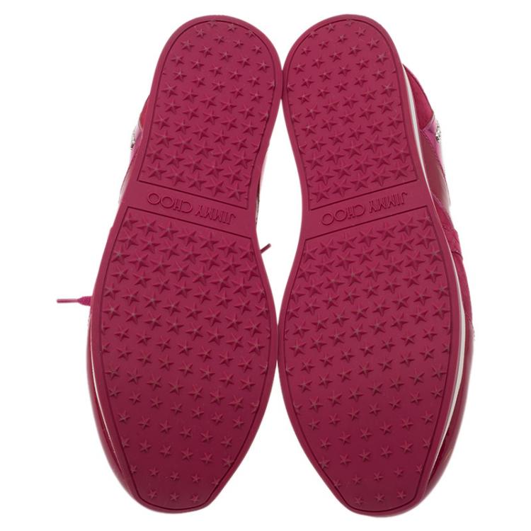 Pre Owned Jimmy Choo Pink Suede and Leather London Sneakers Size 39