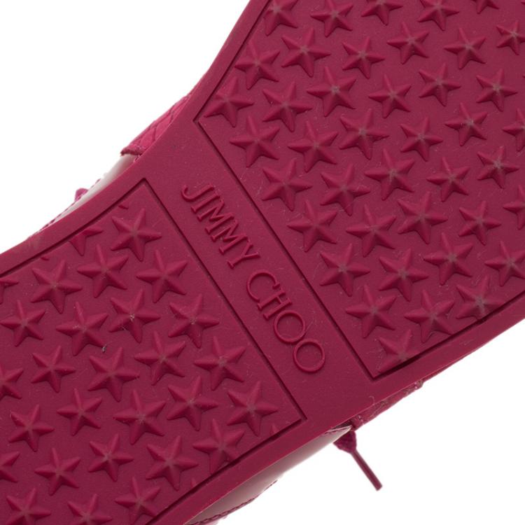 Pre Owned Jimmy Choo Pink Suede and Leather London Sneakers Size 39