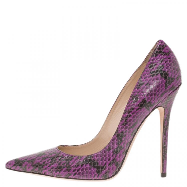 Pre Owned Jimmy Choo Purple Python Abel Pointed Pumps Size 39.5